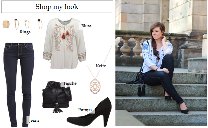 Justmyself-Fashionblog-Deutschland-blue-jeans-white-blouse-aztekenmuster-schwarze-pumps-beuteltasche-fransen